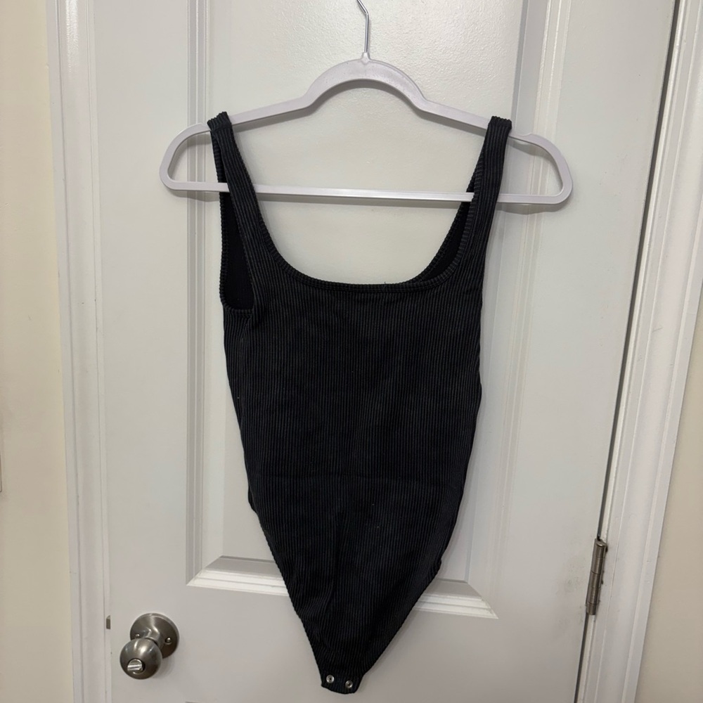 Black Ribbed Kids One Piece